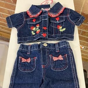 Rare Two piece Young Hearts denim “set” with short sleeve 12 month NWT
